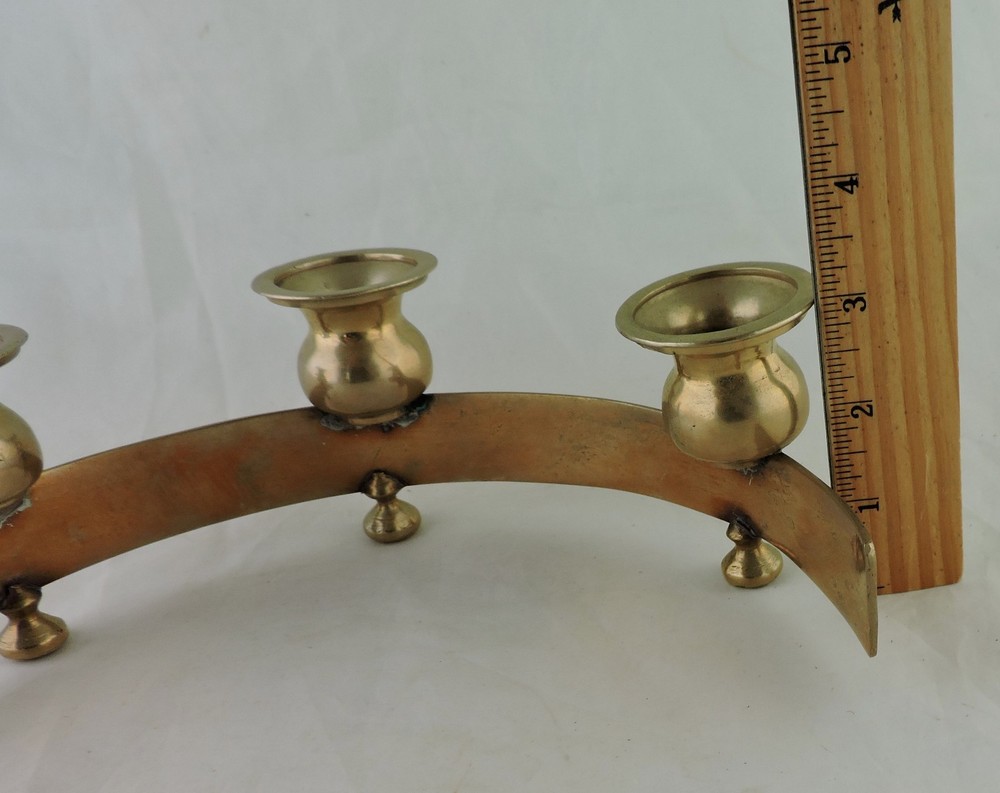 MID CENTURY MODERN DANISH STYLE BLASS THREE ARM CANDLESTICK HOLDER
