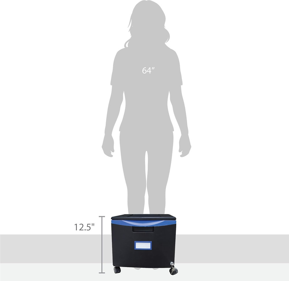 Plastic One-Drawer File Cabinet – Locking Document Organizer with Casters for Ho