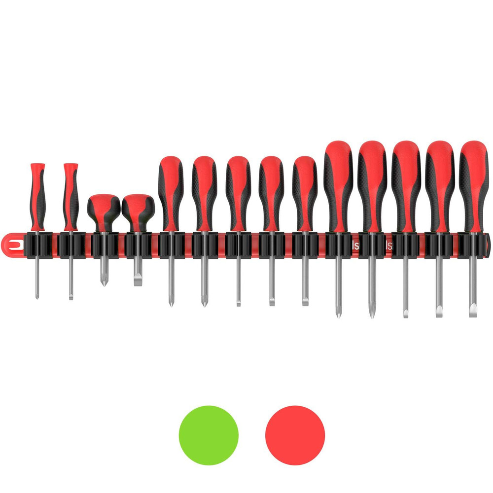 Olsa Tools Premium Wall-Mount Screwdriver Organizer - Red Nylon + Black Clips