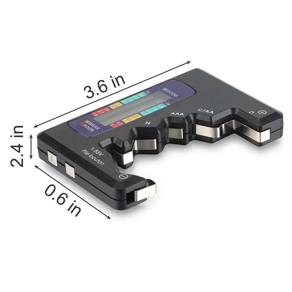 Digital LCD Battery Tester Universal Volt Checker AAA AA C D 9V & Button Cell