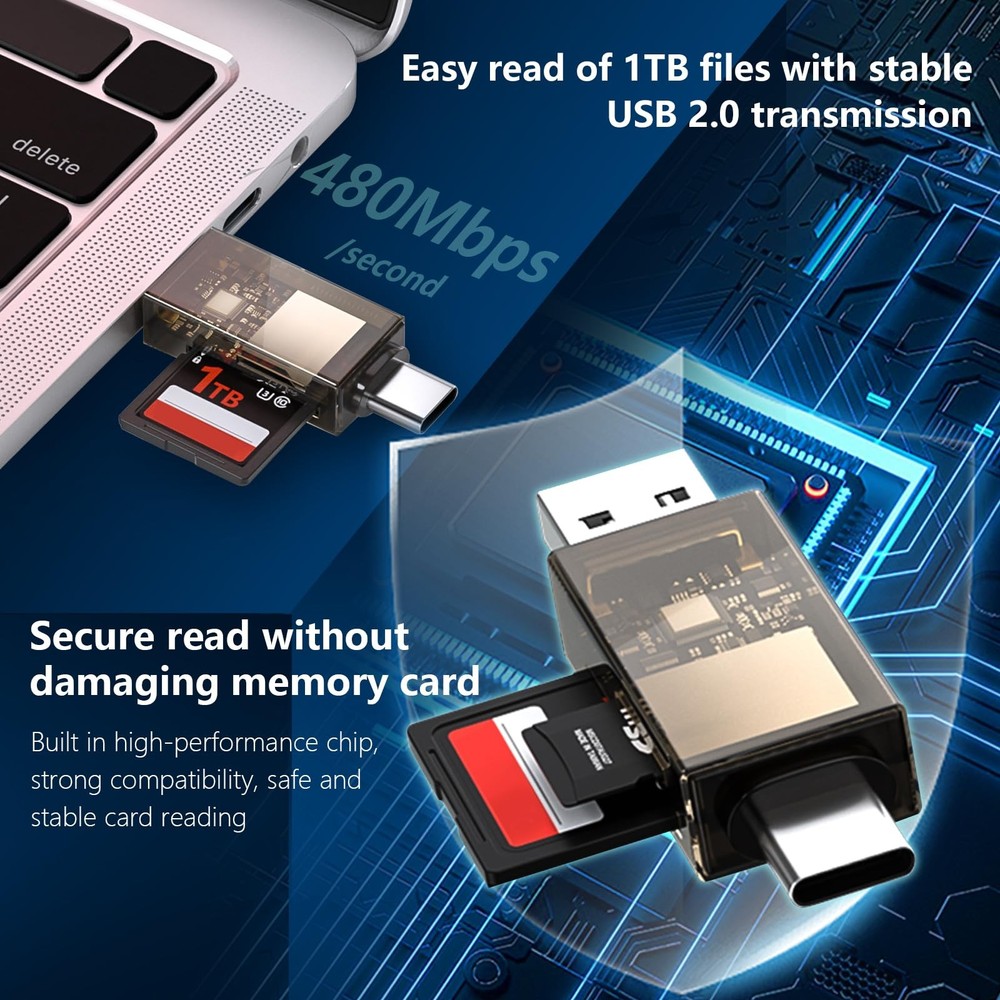 SD Card Reader Adapter Flash Drive USB Memory Stick Thumb Stick Pen Fold Storage