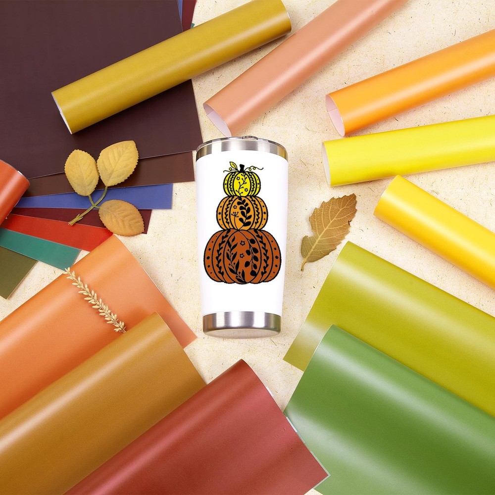 Solid Color Permanent Adhesive Vinyl - 18 Sheets 12"x10" Fall Permanent Adhes...