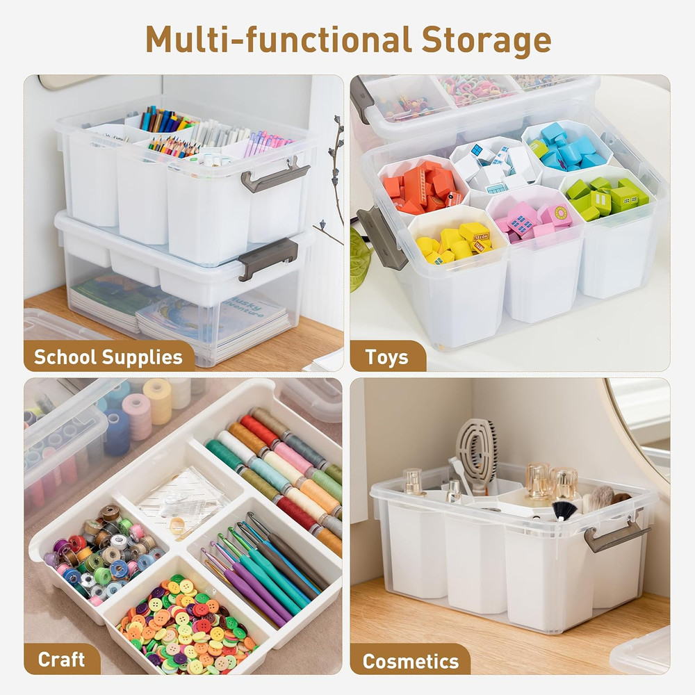 Craft Organizers, 2 Pack-17 QT, Clear White