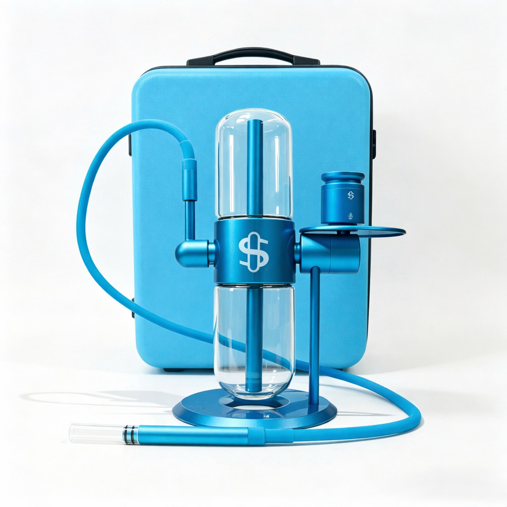 Stundenglass Gravity Hookah Bong w Carry Case Gravity Infuser - BLUE - Full Size