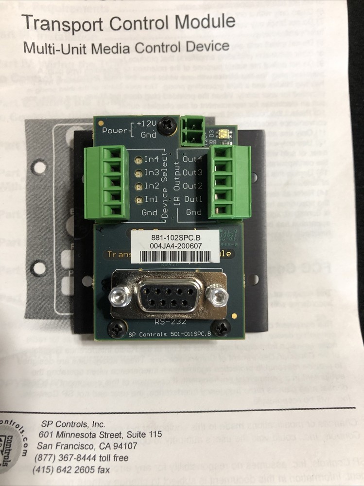 SP Controls SP3-TCM+ Transport Control Module Rev A