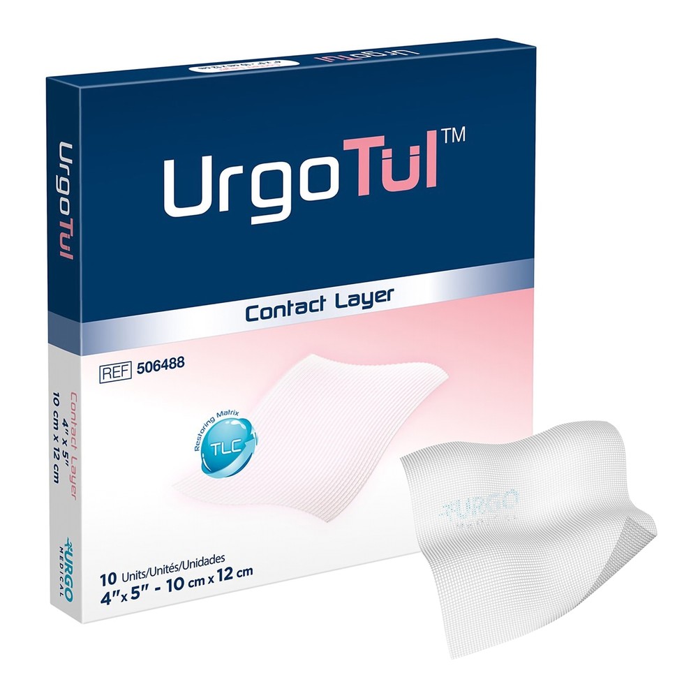 UrgoTul Sterile Impregnated Contact Layer Dressing Rectangle 4 x 5" 10 per Box