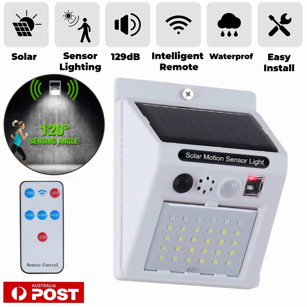 Wireless Solar Home Security Alarm System Garden Infrared Motion Sensor Detector