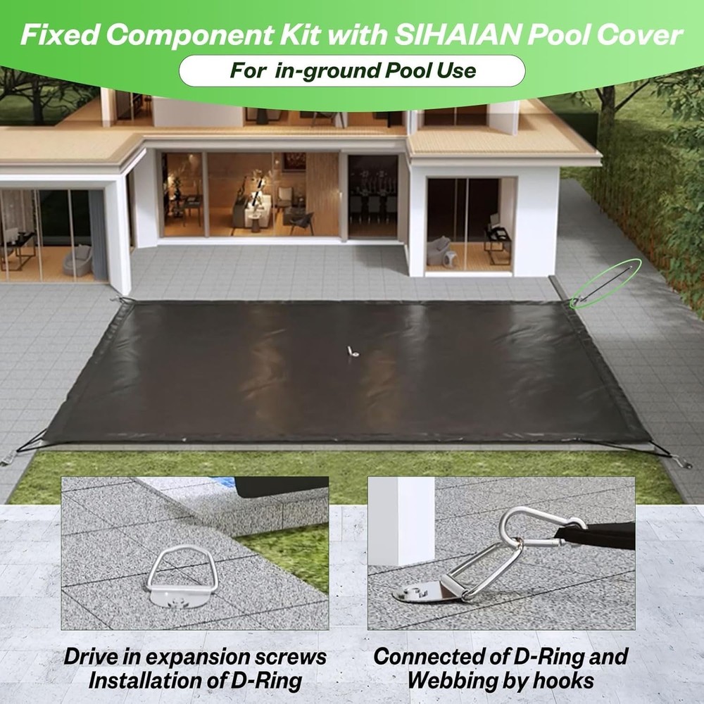 SIHAIAN 18x36Ft Rectangular Pool Cover with Side Storage for Oval / Rectangle