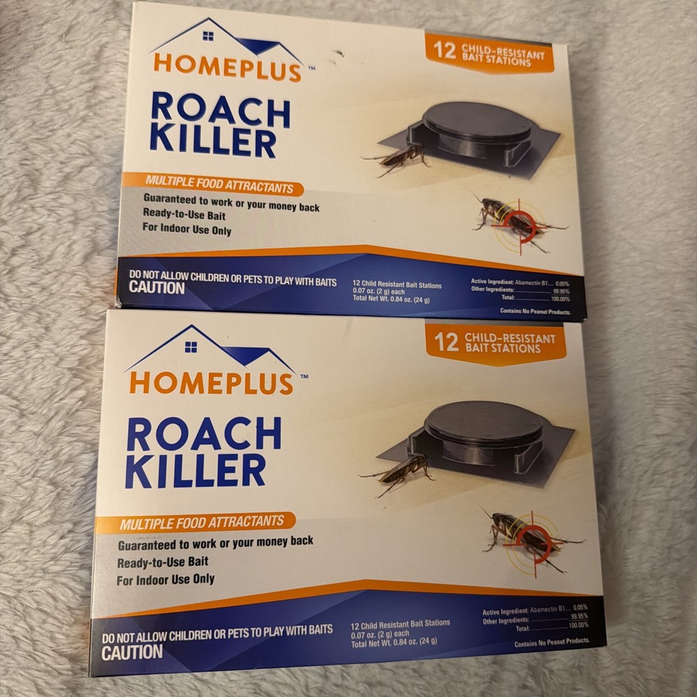 Homeplus Roach Bait 24 Child Resistant Bait Stations Total Ready To Use 2 Boxes