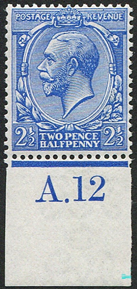 2½d SG 371(2) ‘Cobalt Violet-Blue’ U/M, control ‘A.12’. (Ideal reference copy...