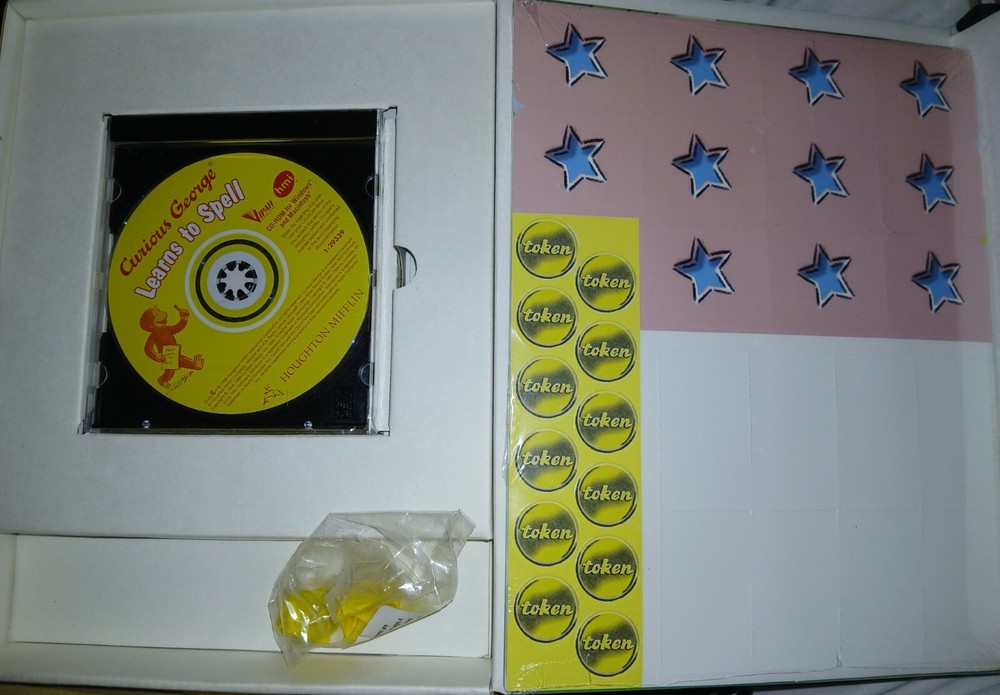 Curious George Learns to Spell CD-ROM PC Game, Board G. & User's Guide Win98 MAC