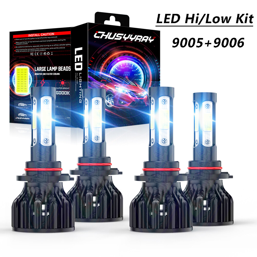 9006 9005 LED Headlight KIT Combo Bulbs 10000K High Low Beam Super Bright White