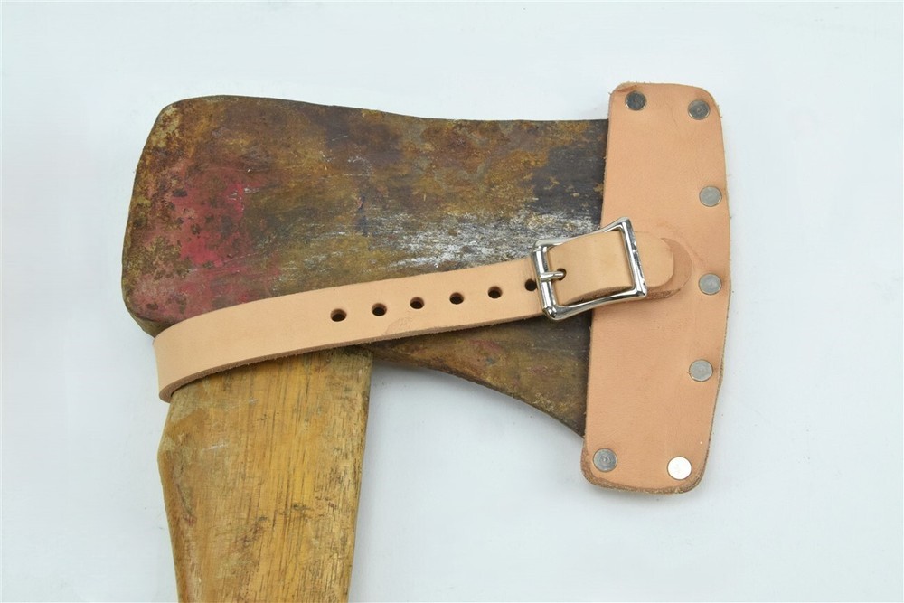 Leather EDGE GUARD Sheath for 4-3/4" Blade Single Bit Axe Amish Made NATURAL