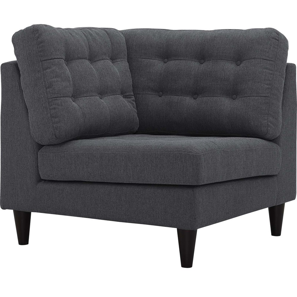 Modway Empress Upholstered Fabric Corner Sofa in Gray