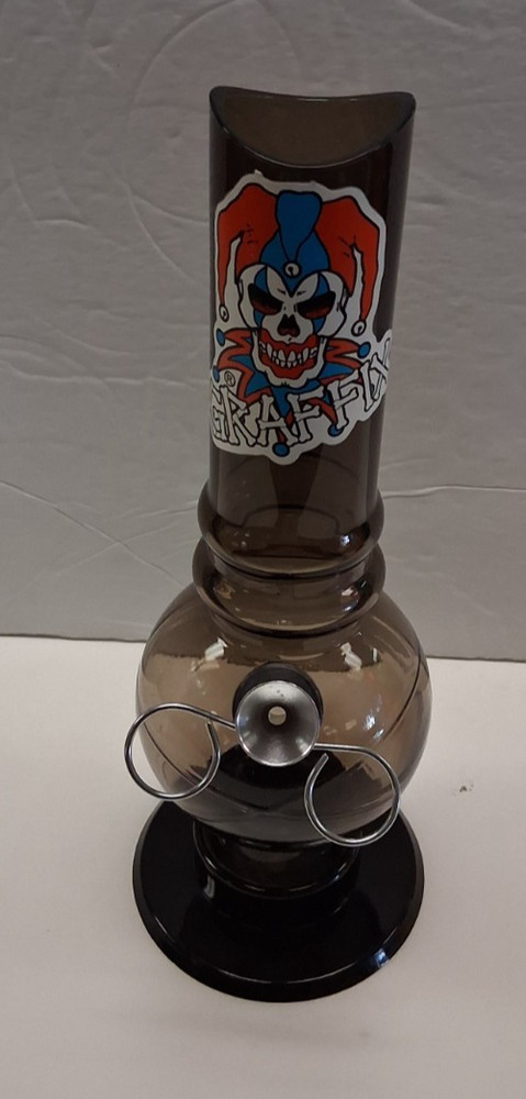 8.5" GRAFFIX ACRYLIC STRAIGHT BUBBLE WATERPIPE BONG HOOKAH PULL BOWL GRAY 1.5"M