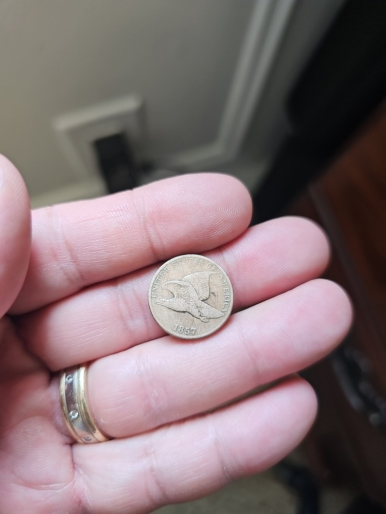 1857 Flying Eagle Cent - Rich Front & Back, F+ Details