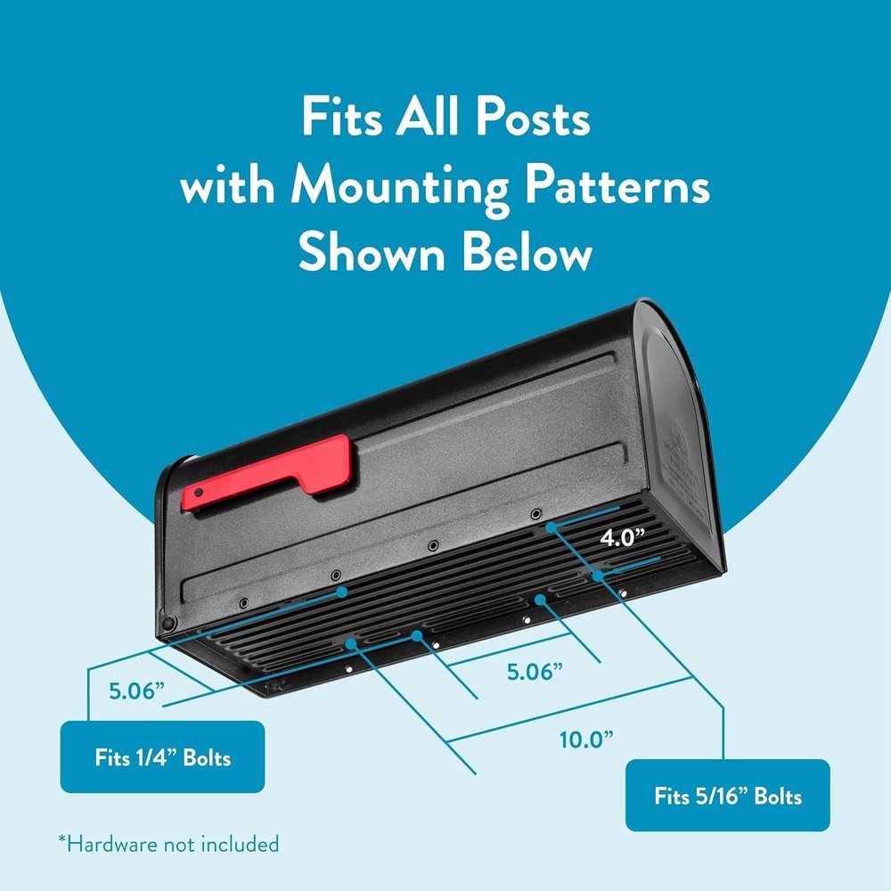 Sleek Medium Pewter Mailbox - Post Mounted, Rust Resistant with Address Display
