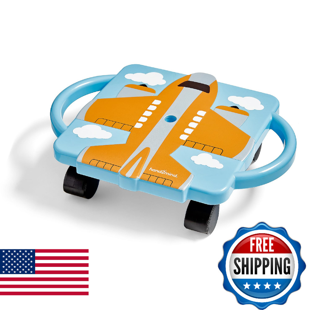 hand2mind Orange Plane Glider Scooter Board - Gross Motor, Core Strength