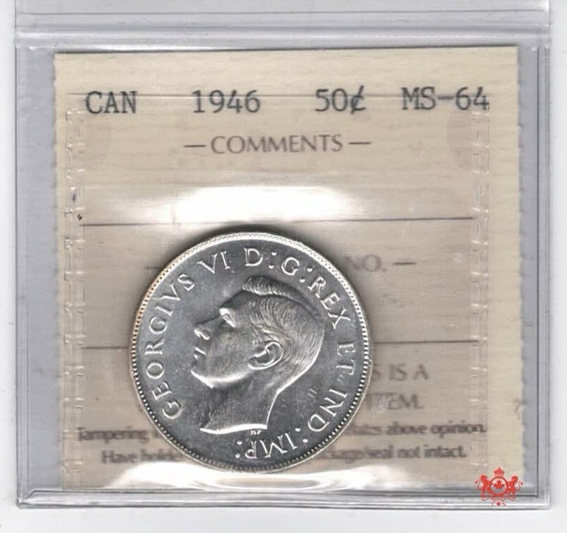 1946 Canada 50 Cents - ICCS MS64 - ZE 750