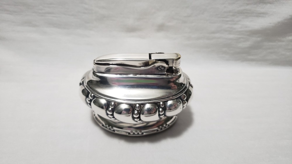 Ronson Crown Table Lighter Silver Tone Swirl Vintage Untested