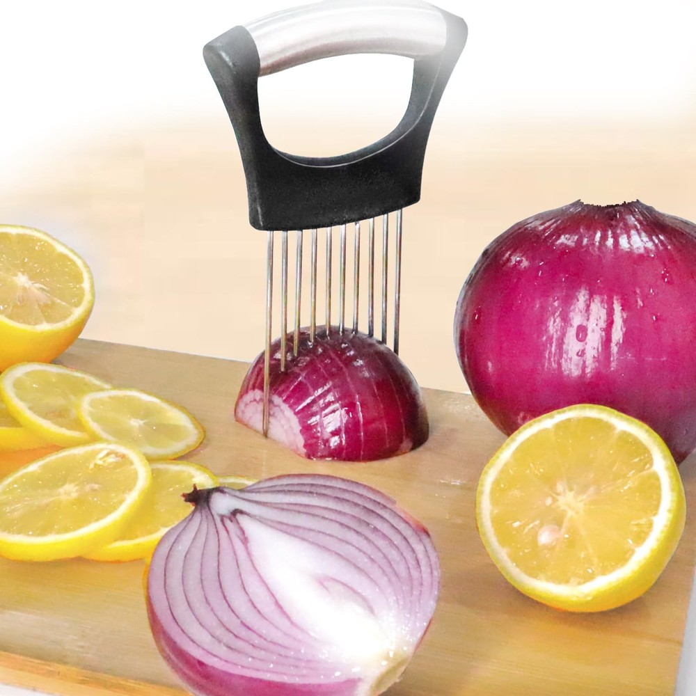 JAYVAR Onion Holder for Slicing, Cutter Universal size, Silver