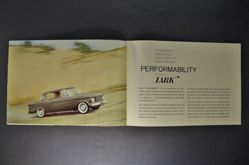 1961 Studebaker Brochure Folder Hawk Lark Deluxe Regal Excellent Original 61