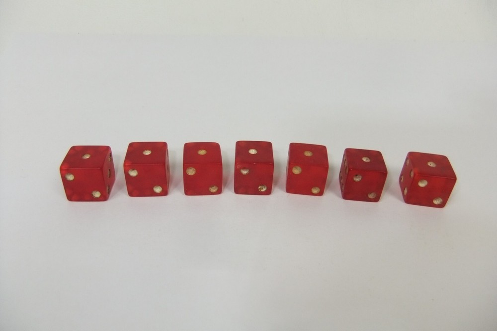 Red Translucent Bakelite Dice with Cheater Dice 1/2”