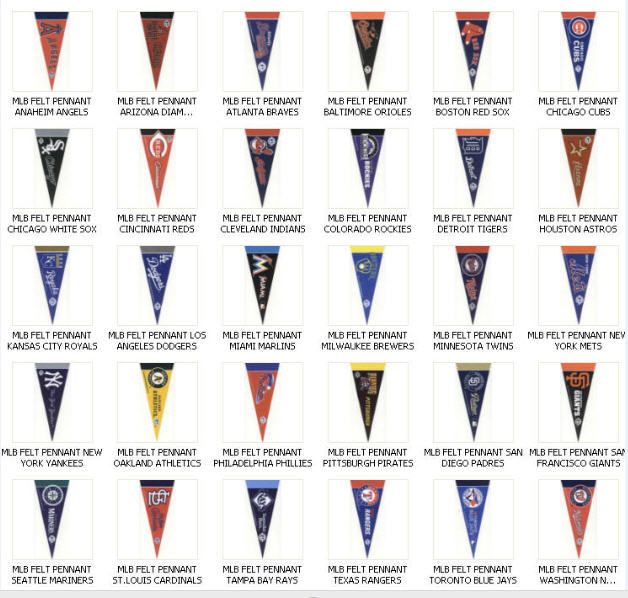 MLB MINI BASEBALL NEW 4" X 9" WOOL FELT PENNANT - OFFICIALLY LICENSED - YOU PICK