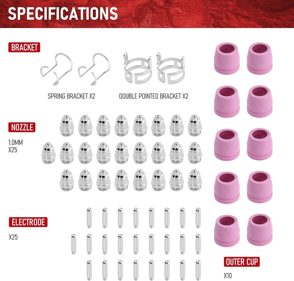 64PCS Precision Plasma Cutter Consumables for AG-60: For DIY & Small Projects