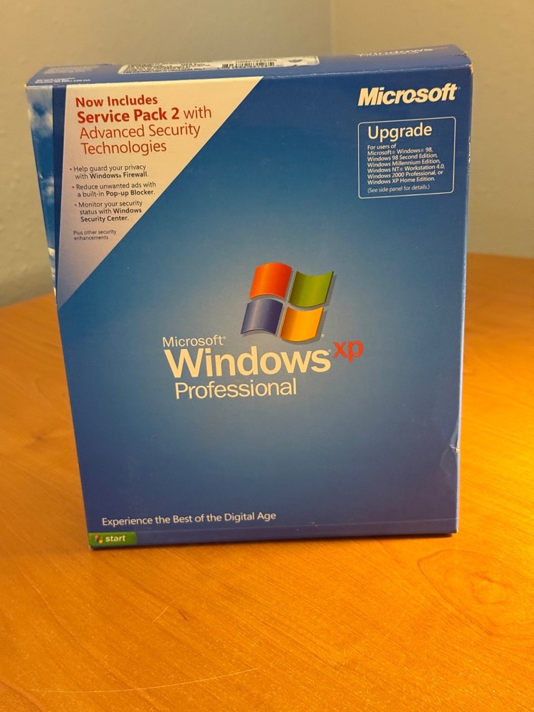 Vintage Microsoft Windows XP Professional Upgrade w/ SP2  - Mint