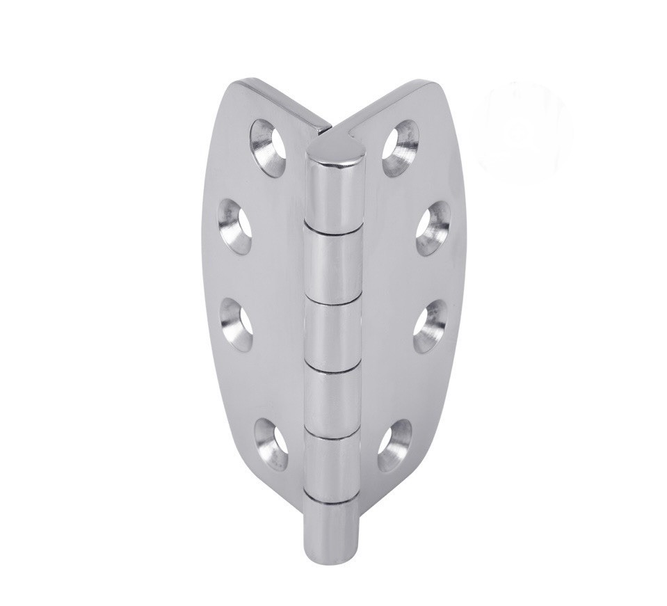 316 SS Cast Rounded Edge Crescent Butt Hinge 4” Highly Polished