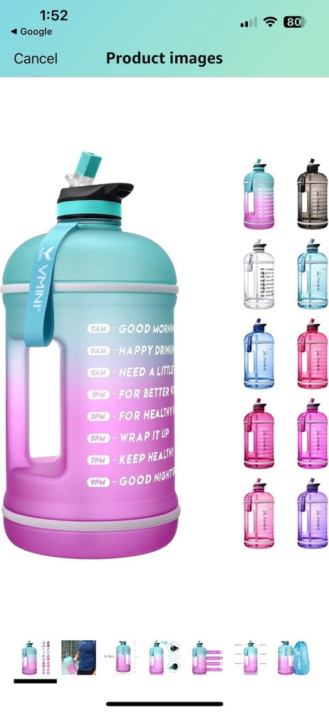 Vmini Reusable Water Jug 1 gallon Teal