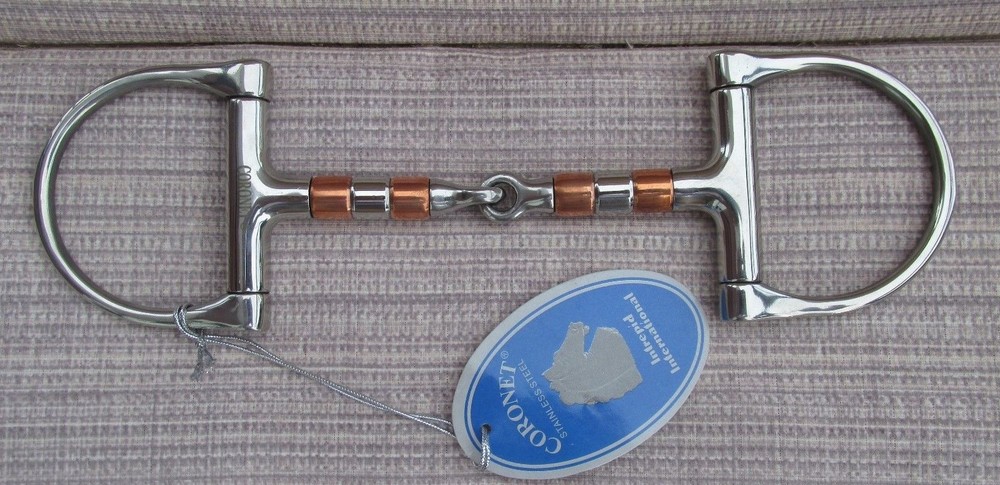 Dee Snaffle Bit 4 7/8" Stainless & copper roller snaffle mouth