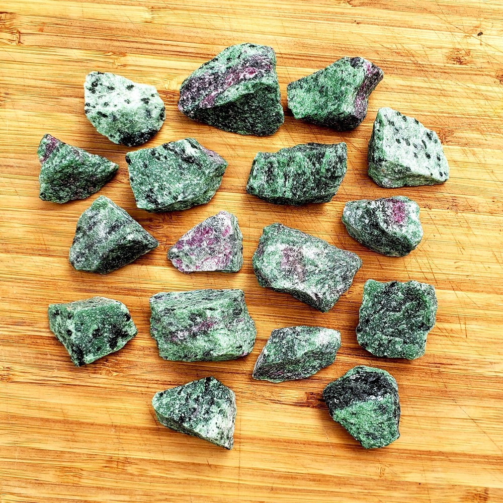 ruby zoisite rough natural crystal healing gemstones - 2pc set