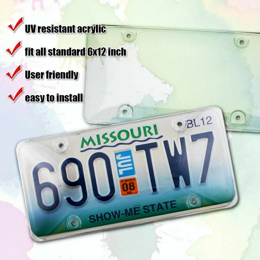 Zone Tech 2 Clear License Plate Tag Frame Covers Bubble Shields Protector Car