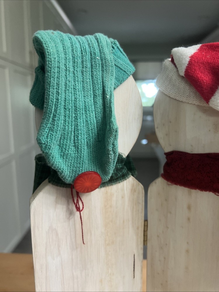 (#618) Two Folding Wooden Snowman 16.5" Tall