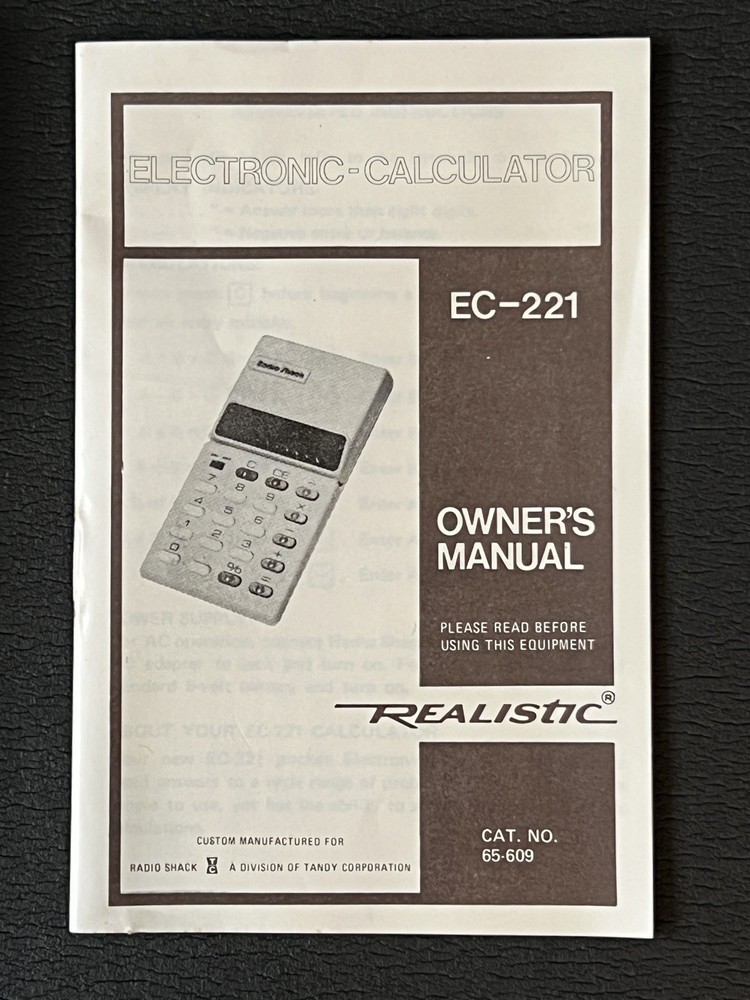 Vintage Radio Shack Calculator Basic 5 Function w Box EC-221 Working Please Read