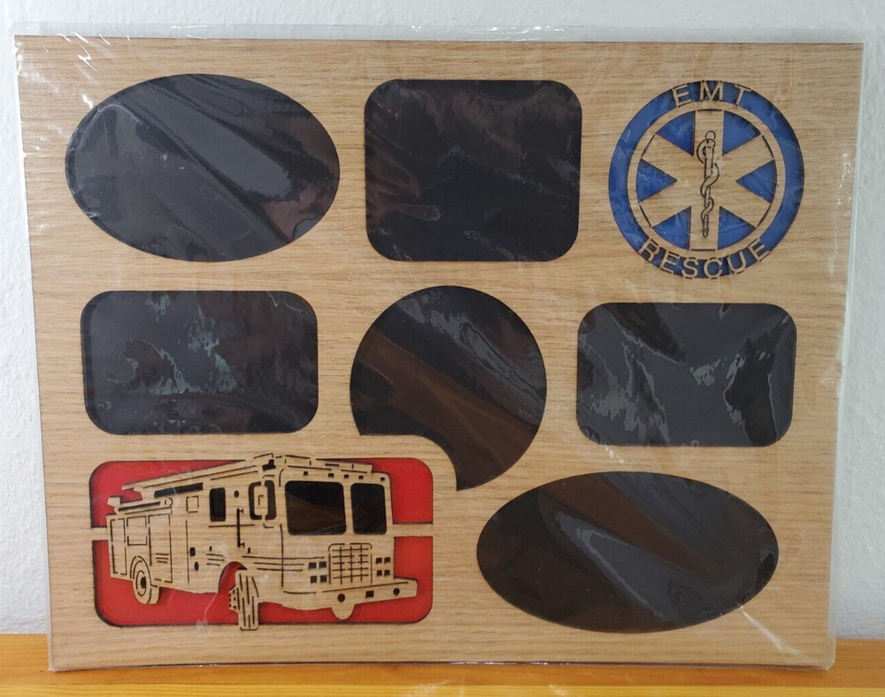 Wooden laser cut first responders picture frame with 6 picture windows NEW