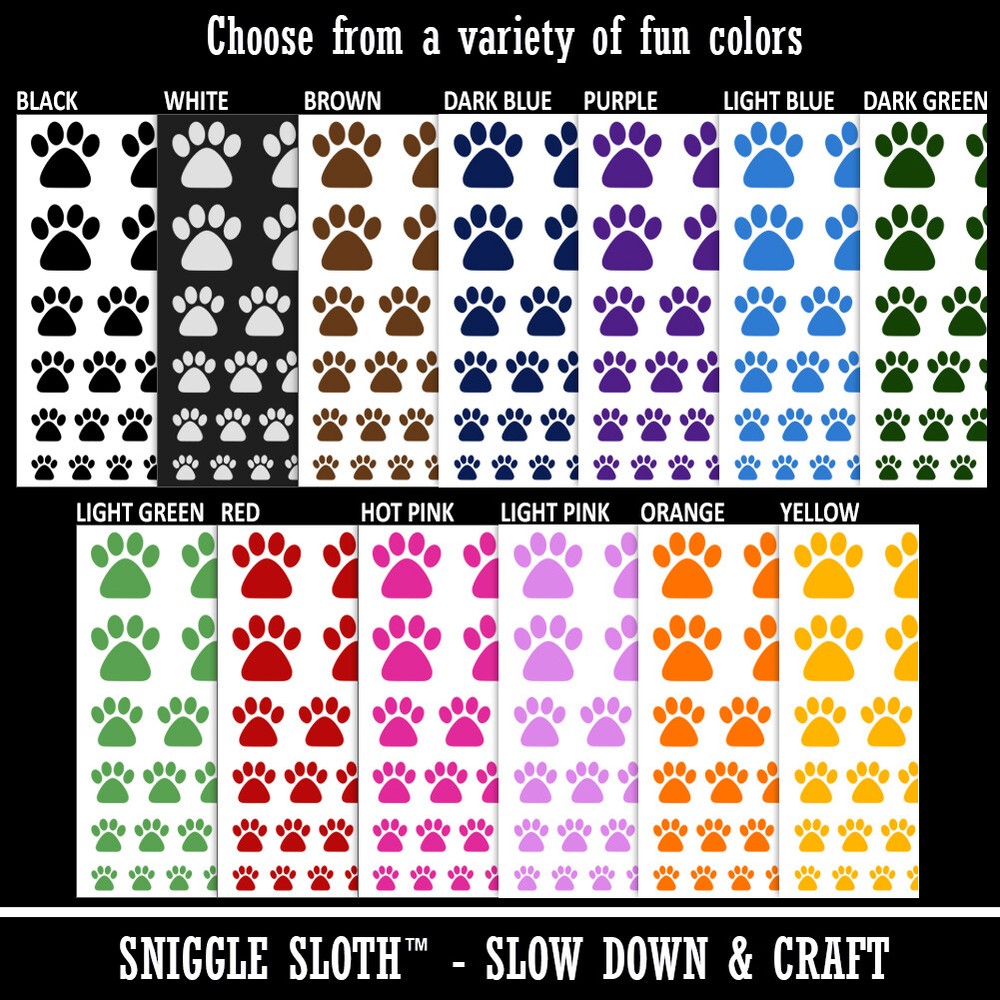 Paw Print Solid Temporary Tattoo Water Resistant Set