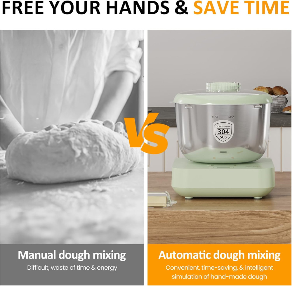 Electric Dough Maker with Ferment Function, Large Capacity Dough Mixer with Weig