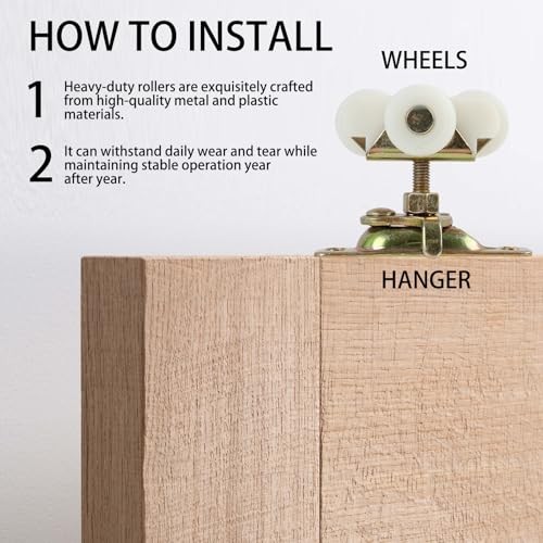 3/4" Sliding Door Rollers, Pocket Door Hardware Replacement Kit Gold 2pcs