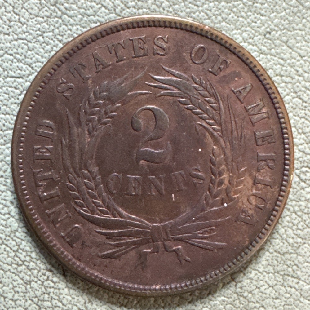 1866 US UNION SHIELD Copper Two Cents - 2 Cent Piece - Great Condition