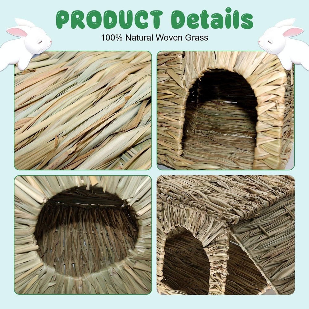 Multi-Purpose Grass House for Rabbits & Chinchillas - Perfect Activity Center