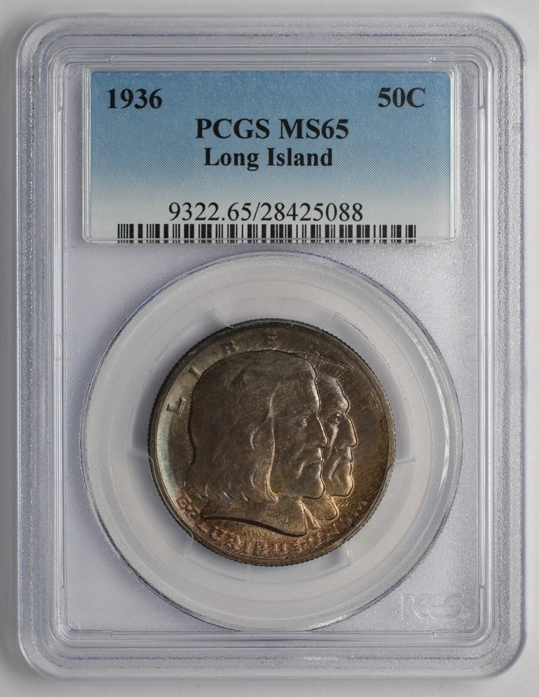 1936 Long Island Commemorative Silver Half Dollar PCGS MS65