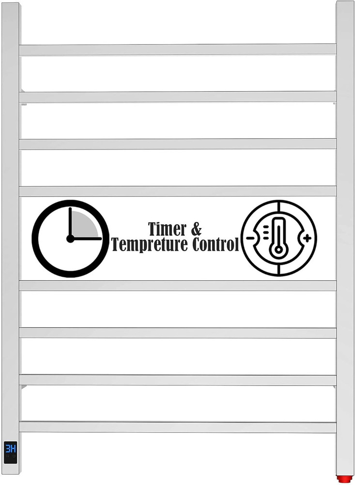 Electric Towel Warmer with Timer & Temperature Control - Wall-Mounted Rack