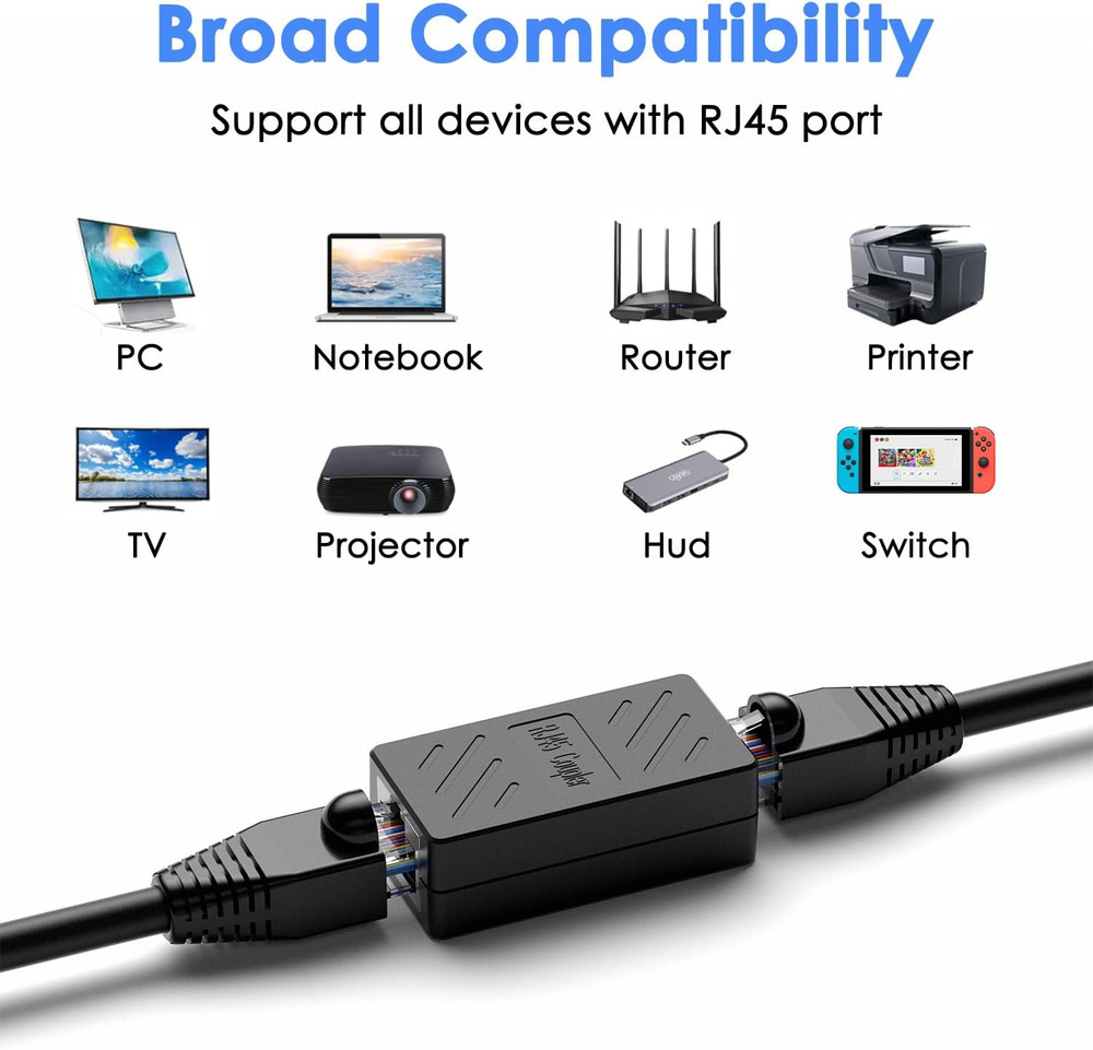 RJ45 Inline Coupler Cat6/Cat5e Ethernet Network Cable Extender Connector Lot