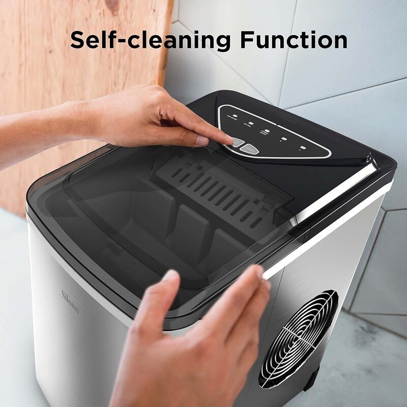 Countertop Ice Maker 9 Cubes in 6 Mins Self-Cleaning Quiet Operation Two Sizes