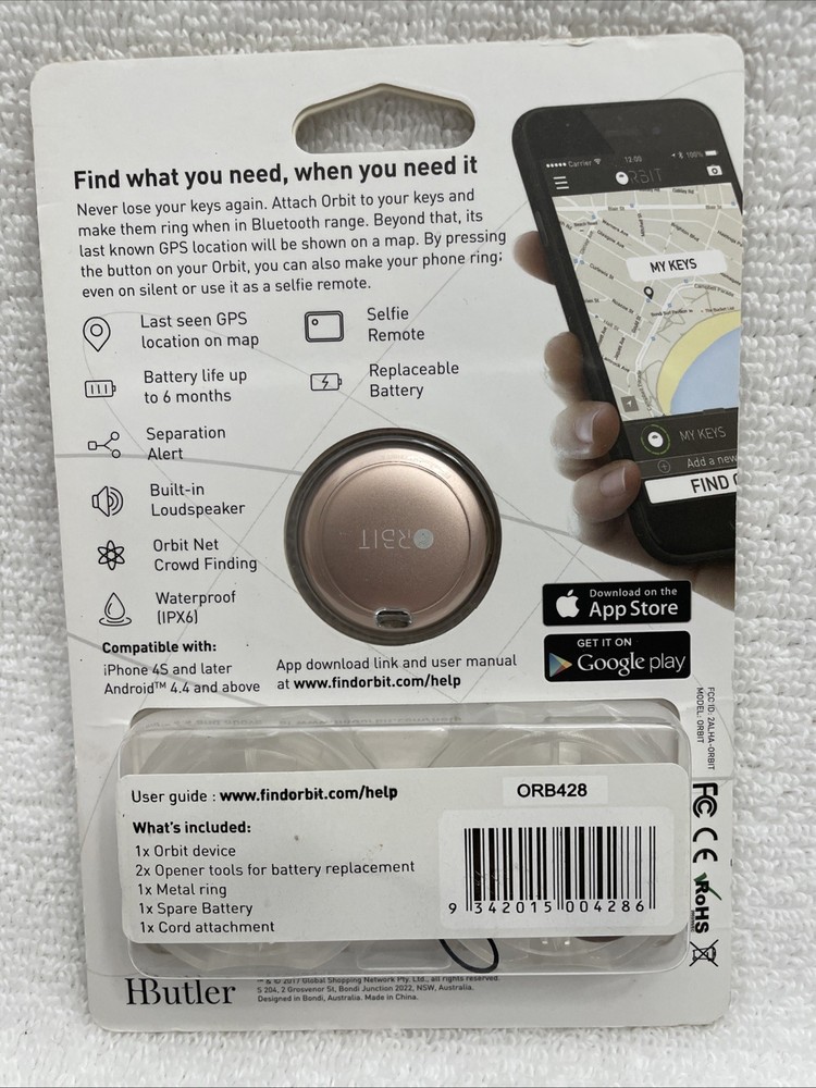 NEW Orbit ORB428 Bluetooth Tracker Key Finder Tracker Sealed Unopened NIP B38