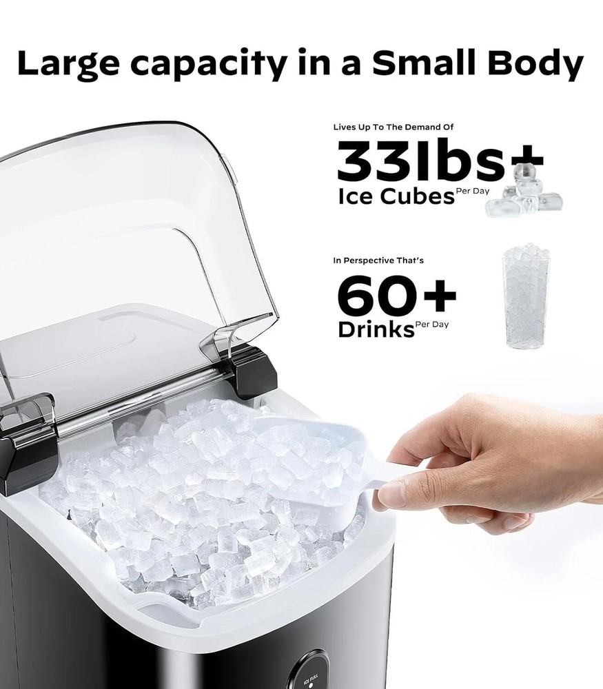 Nugget Ice Maker Countertop, Silonn Chewable Pellet Ice Machine With Function,
