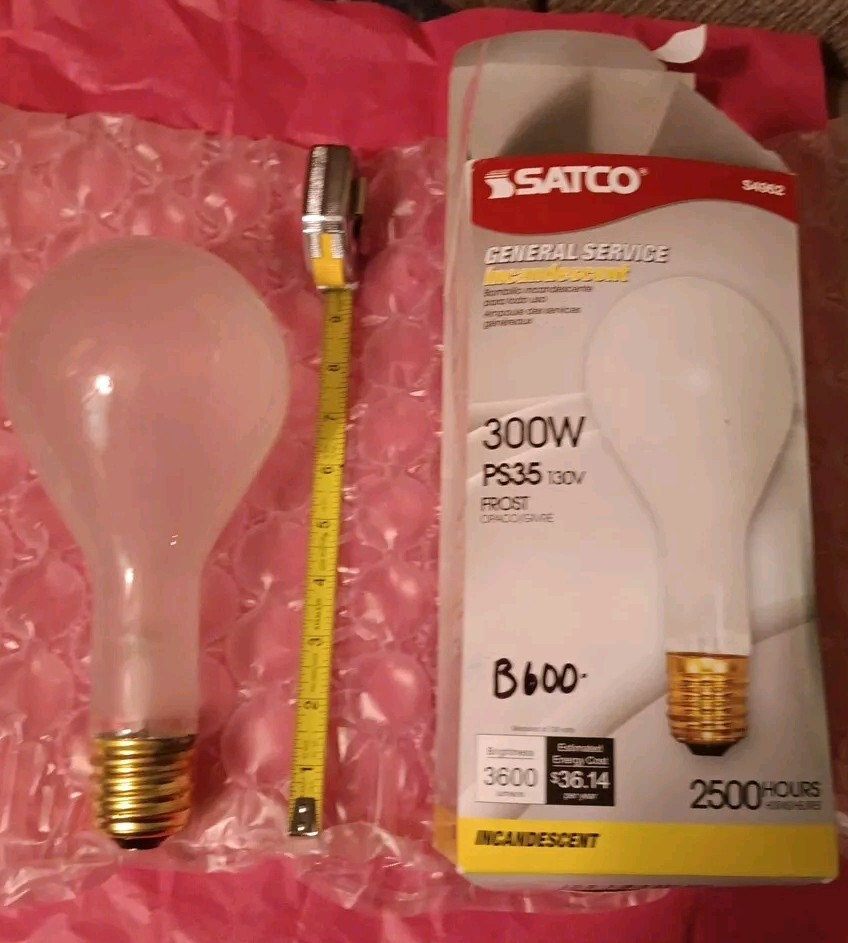 1 Satco 300W PS35 130V Mogul (Large) Base Frosted Bulb